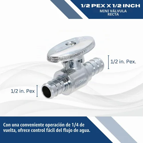 Vista 3 de Paquete de 1 válvula de bola XFITTING de 1/2 pulgada Mini Pex con mango de metal, 1/4 de vuelta