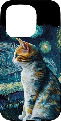 Vista 14 de Lindo Van Gogh Starry Night Cat Calico Cat Lover - Carcasa divertida para iPhone 17