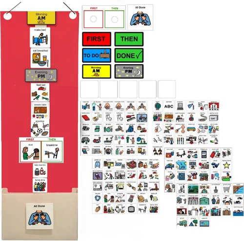 Vista 10 de Programa visual para niños – 133 tarjetas de plástico duraderas con imágenes y monedas con lazo suave Tabla de rutina diaria y recompensas por