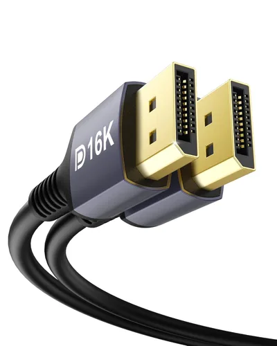 Vista 8 de Stouchi - Cable DisplayPort 2.1 de 13 pies con certificación VESA de 80 Gbps UHBR20 DP 16K 8K @240Hz 4K @360Hz FreeSync G-Sync DSC 1.2a Gris