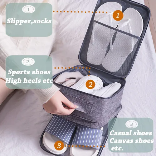Vista 3 de Li'segarote Bolsas de zapatos para viajes, paquete de 6 bolsas grandes multicolor para zapatos para hombres y mujeres, bolsa organizadora de zapatos