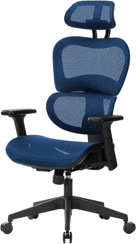 Vista 4 de Nouhaus Ergo3D Sillas de escritorio para oficina en casa ergonómicas Silla de oficina de respaldo alto de malla con ruedas y reposacabezas