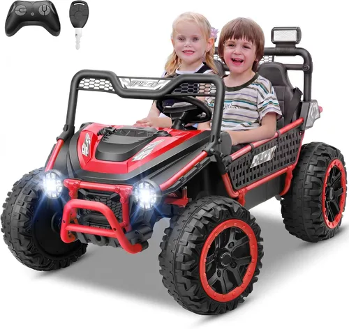 Vista 9 de Hikole Juguetes de paseo de 2 plazas de 24 V para niños grandes, camión eléctrico UTV con control remoto, asiento XXXL de 22 pulgadas, ruedas