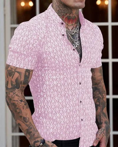 Vista 5 de Camisas de vestir cómodas y flexibles para hombre, de manga corta, atléticas, con botones