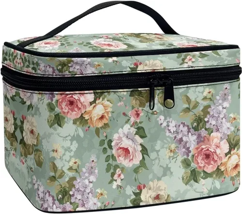 Vista 25 de doginthehole Bolsa de maquillaje, bolsa de cosméticos de viaje, bolsa de aseo portátil grande, organizador de accesorios para mujeres y niñas