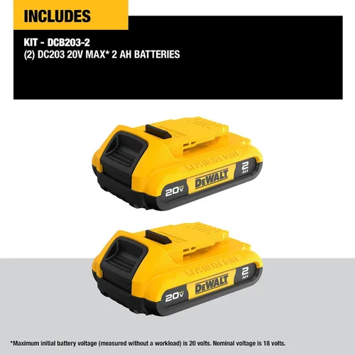 Vista 2 de DEWALT DCB203-2 20V 2 baterías compactas XR de iones de litio