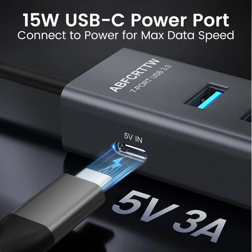 Vista 5 de Adaptador multipuerto USB C a USB Hub, adaptador multipuerto USB C 7 en 1 de aluminio, extensores USB, adaptador USB a USB C para MacBook Pro/Air