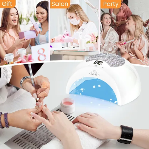 Vista 8 de Lámpara de uñas LED UV recargable con diseño de diamante y control táctil, 3 ajustes de temporizador, secado rápido para todos los esmaltes de gel
