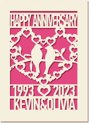 Vista 6 de EDSG Tarjeta de aniversario personalizada, regalo de boda, tarjetas cortadas de papel con cualquier nombre, fecha para mujeres, hombres, marido