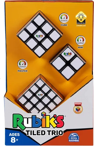 Vista 2 de Rubik's Cubo, paquete de trío de azulejos de 2 x 2, mini cubo 3x3, maestro de 4 x 4, rompecabezas para resolver problemas, rompecabezas clásico a