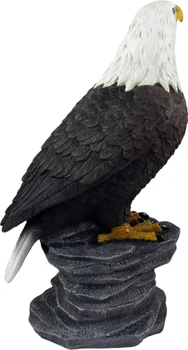 Vista 4 de DWK - Libertad - Majestuosa Estatua de escritorio de águila calva americana sobre roca, escultura patriótica de Estados Unidos, librero de oficina
