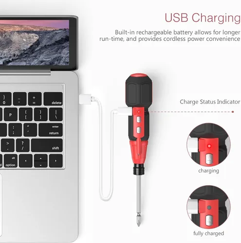 Vista 3 de LOFICOPER Kit de destornillador eléctrico inalámbrico, destornillador eléctrico recargable, mini destornillador eléctrico con 10 puntas, soporte