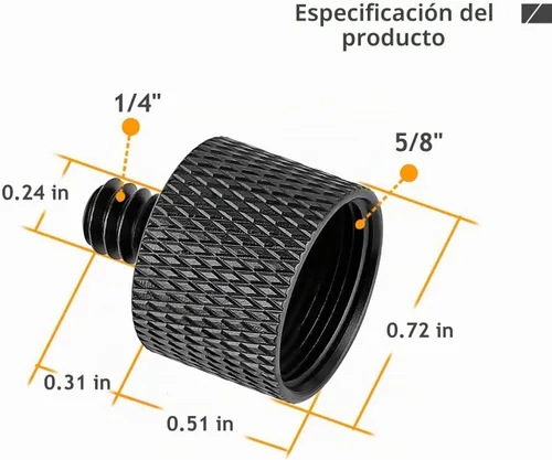 Vista 6 de Adaptador de 5/8 a 1/4, adaptador de rosca de micrófono de 5/8 pulgadas hembra a 1/4 pulgadas macho para soporte de micrófono, monitor de cámara