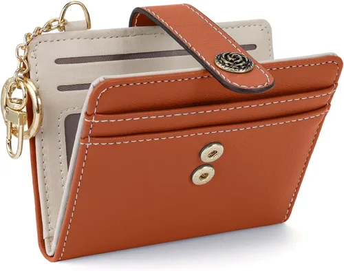 Vista 7 de APHISON Cartera pequeña para mujer, con bloqueo Rfid, de piel, delgada, plegable, con tarjetero y bolsillo para monedas