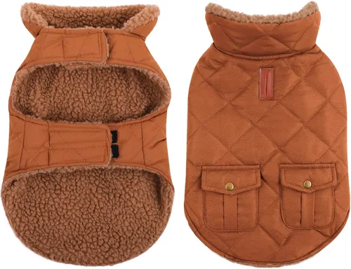 Vista 19 de Queenmore Abrigo de invierno para perro, chaqueta acolchada cálida e impermeable, con forro de felpa, chaleco térmico para clima frío, para perros
