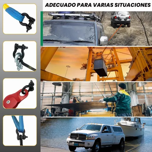Vista 7 de Grilletes de anillo D, grillete de horquilla de 1/2" con tornillo de 9/16", 26,400 libras de resistencia a la rotura, grillete robusto