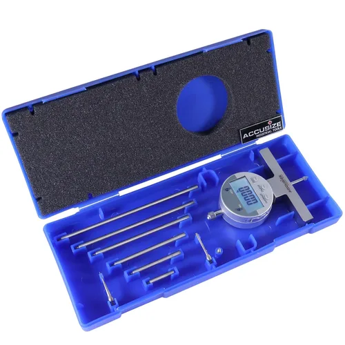 Vista 2 de Accusize Industrial Tools - Medidor de profundidad digital electrónico de 0-55.9 cm, en pulgadas/métrico/fraccional, con 2 puntos extra