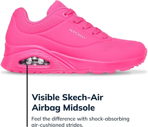 Vista 4 de Skechers Uno - Night Shades Zapatos deportivos para mujer, tenis con espuma viscoelástica refrescante, entresuela Skech-Air y empeine de Durabuck