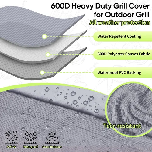 Vista 3 de NEXCOVER Funda para Parrilla de Barbacoa de Servicio Pesado - 30 Pulgadas, Impermeable, Resistente a la Decoloración, Resistente a Rasgaduras