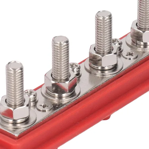 Vista 9 de 2 unids M8 250A Tornillo Terminal Bus Bar Distribución de Energía Bloque ABS Aleación de Zinc DC 48V 4 Terminal Automotriz