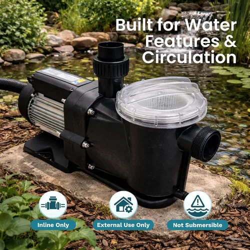 Vista 4 de Half Off Ponds Bomba de estanques de 2,000 GPH para piscina y jardín, 1/3 HP Bomba de 1/3 HP de bajo consumo, 2000 GPH, motor silencioso