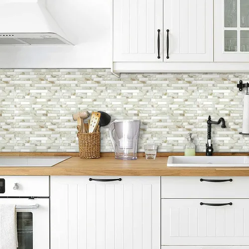 Vista 2 de STICKGOO Azulejos Adhesivos de Diseño Más Grueso para Protector contra Salpicaduras, 12"×12" Azulejos Adhesivos para Protector de Cocina, Azulejos
