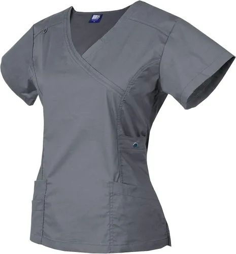 Vista 3 de Medgear - Conjunto de ropa quirúrgica para mujer con pantalones elásticos de 12 bolsillos
