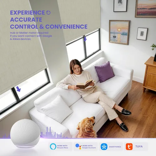 Vista 2 de Persianas enrollables opacas motorizadas inteligentes, con control remoto eléctrico, inalámbricas, fáciles de instalar, sueño silencioso y hogares