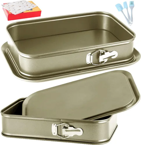 Vista 10 de Kenond Gran Molde Desmontable para Pastel, Molde Rectangular para Cheesecake de 14 x 11 Pulgadas, Utensilios para Hornear Tiramisu con 50 Piezas