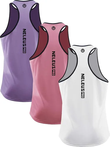 Vista 28 de NELEUS - Paquete de 3 camisetas sin mangas, con espalda en Y, Dri-Fit, para hombre, para gimnasio