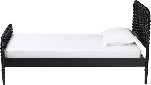 Vista 2 de Baxton Studio Lucera Bobbin - Cama de plataforma de madera, individual, color negro