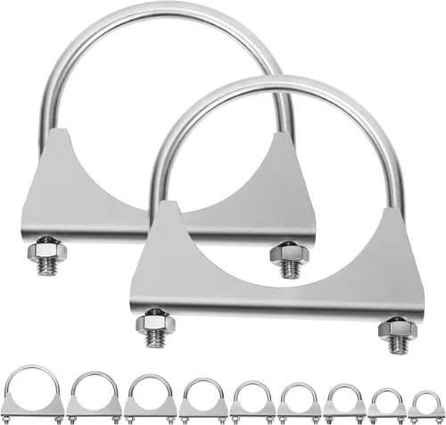 Vista 11 de Swpeet Kit de 2 piezas de abrazadera de escape de 1.5 pulgadas con perno en U, abrazaderas de perno en U de 1-1/2 pulgadas de acero inoxidable