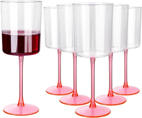 Vista 15 de Ciaell Paquete de 12 copas de vino de plástico, copas de vino de plástico