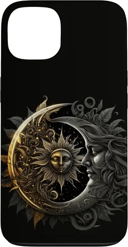 Vista 7 de Moon And Sun Celestial Yin And Yang Leaves Case for iPhone 16