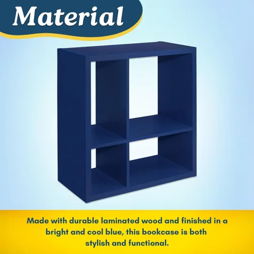 Vista 6 de Kings Brand Furniture - Katelyn - Estantería abierta de 4 cubos, organizador de almacenamiento de juguetes para niños (azul)