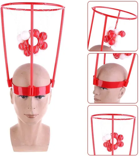 Vista 4 de Paquete de 2 aros de cabeza de baloncesto para juegos de fiesta para niños y adultos, diadema de canasta ajustable con 20 pelotas para carnaval