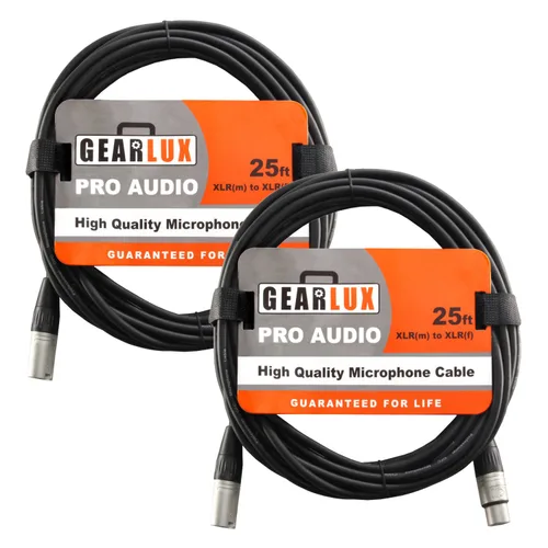 Vista 13 de Gearlux – Cable de micrófono XLR, completamente balanceado, macho a hembra, 25 pies - Paquete de 3