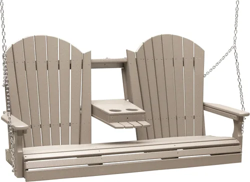 Vista 12 de LuxCraft Adirondack - Columpio colgante para porche delantero de 5 pies con consola abatible, asientos hasta 3, banco de columpio de patio al aire
