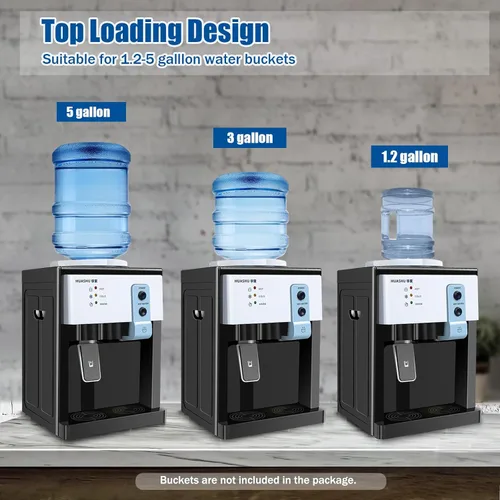 Vista 4 de Enfriador de agua caliente/fría - Dispensador de encimera caliente y fría para botellas de 1-5 galones, 110 V, negro HS-09