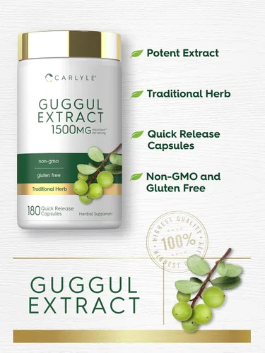 Vista 4 de Carlyle Guggul Extracto Suplemento 180 Cápsulas Guggulsterone Sin OMG y sin gluten