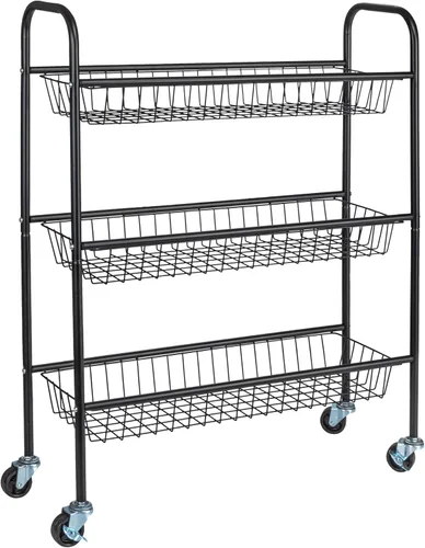 Vista 6 de Household Essentials - Carrito delgado de almacenamiento de metal, 3 niveles cromado
