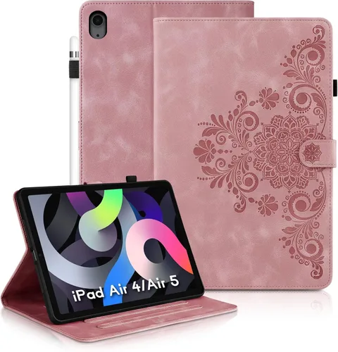 Vista 23 de Funda para tablet iPad Air de 11 pulgadas, diseño de diente de león con soporte para lápiz Apple, cierre magnético y recortes precisos, compatible