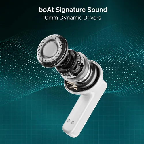 Vista 8 de boAt Immortal Airspeed Pro - Auriculares inalámbricos, 32dB ANC, 40 ms de latencia, reproducción de 40 horas, 4 micrófonos, luces LED, sable blanco
