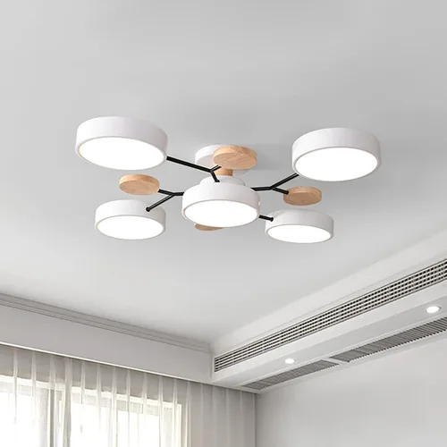 Vista 17 de Lámpara de techo LED regulable, lámpara de techo moderna de 9 pulgadas, montaje empotrado, de madera, de 12 W, lámpara blanca para sala de estar