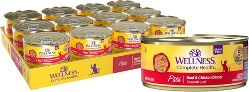 Vista 10 de Wellness Complete Health - Alimento húmedo en paté para gatos adultos, natural, rico en proteínas, sin granos, 3 onzas, paquete de 24