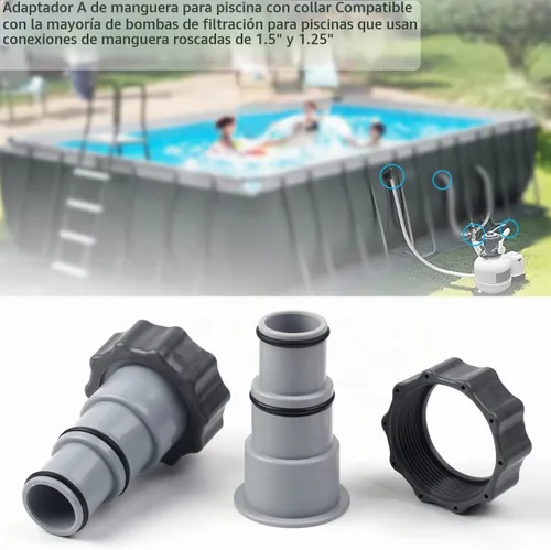 Vista 7 de Adaptador de manguera de piscina A con collar para bomba de conexión roscada Intex, convierte mangueras de 1.5 y 1.25 pulgadas (paquete de 2)
