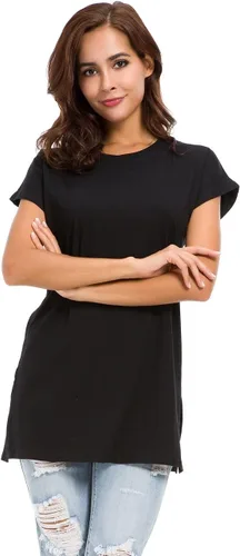 Vista 3 de LUSMAY Camisetas casuales de verano para mujer, con abertura lateral, túnica de manga corta