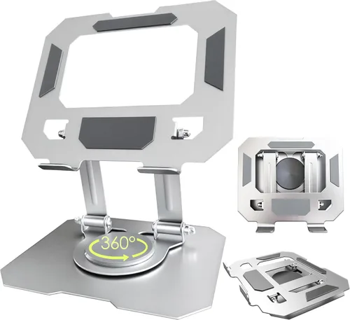 Vista 12 de Soporte de tableta para iPad, soporte de escritorio giratorio de 360°, soporte de escritorio plegable ajustable de acero al carbono, para iPad Pro