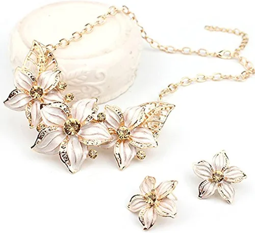 Vista 4 de Zittop Juego de collar y pendientes chapados en oro para mujer