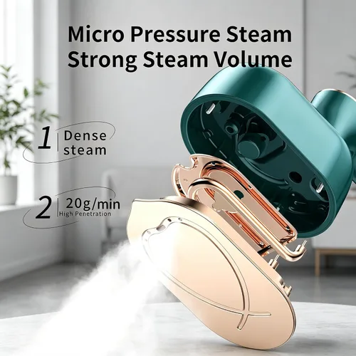 Vista 3 de Vaporizador de Viaje para Ropa - Planchas de Vapor Pequeñas de 1000W Plegables para Eliminación de Arrugas, Mini Vaporizador Portátil Compacto